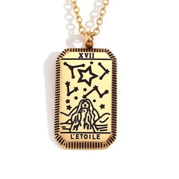 French L’Etoile / The Star Dainty Tarot Card Necklace | Gold/Silver Jewelry - Picture 1 of 4